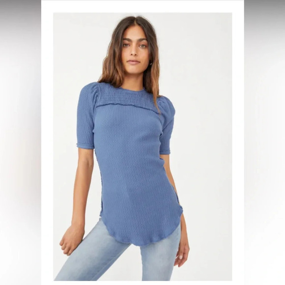 Free People Top Shirt Size Medium We The Free color is called Blue Metal - Picture 1 of 8